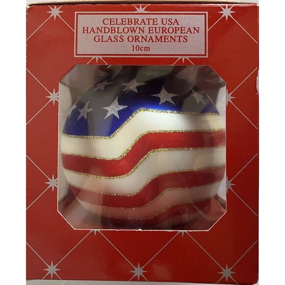 Vintage Home For the Holidays Celebrate USA Handblown European Glass Ornament - Picture 2 of 6